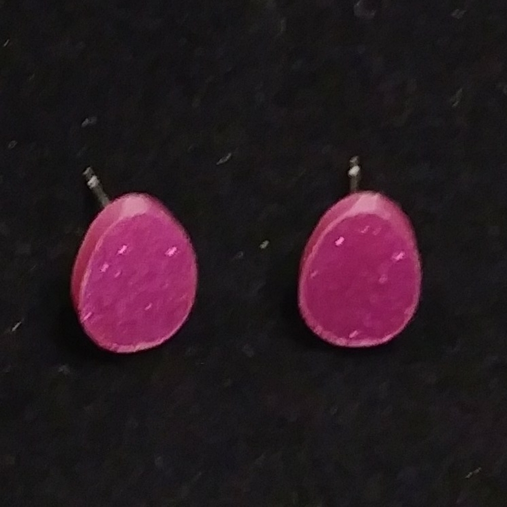 Little Glittery Fuchsia Egg Post Earrings